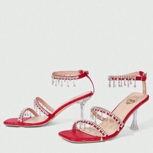 SHEIN Glittering Red Slingback Heels (US 7)